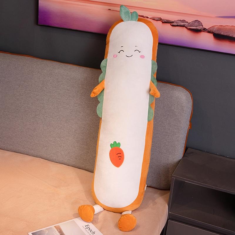 80-150Cm Cartoon Long Strip Fruit Plush Doll Pillow Cute Soft Vegetable Carrot Avocado Peach Plush Toy Home Decor Gift For Child