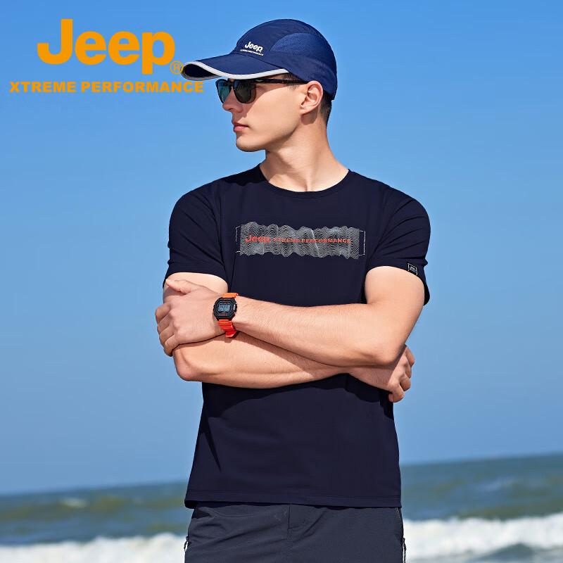 

JEEP Men s Quick-Dry Printed Round Neck T-Shirt L