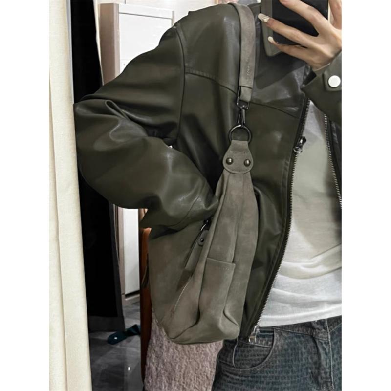 Vintage PU Leather Shoulder Bags for Women Female Gray Underarm Bags Fashion Large Capacity Handbags Commuter Tote Bags