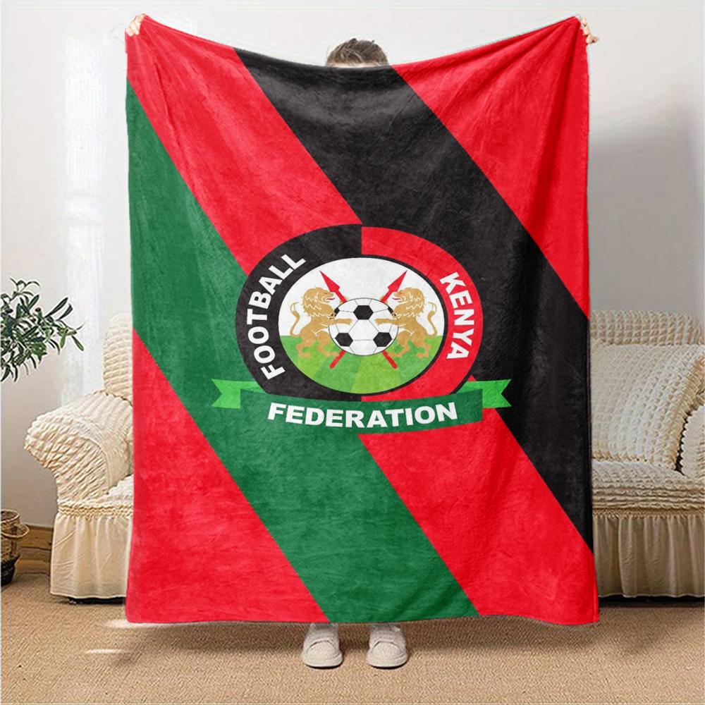 Football Kenya Print Flannel Blanket High Quality Warm Comfortable Cover for All Seasons Perfect for Gifts Home Decor