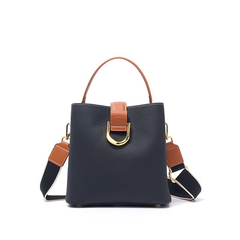 Real Leather Women's Bag Top Layer Cowhide Handbag Crossbody Fashionable Versatile Large Capacity Bucket 8855