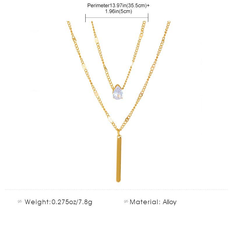 Colier lung cu ciucuri cu două straturi Moda femei simplă în formă de picătură de apă strasuri lungi cu pandantiv coliere cu farmec sexy bijuterii de petrecere