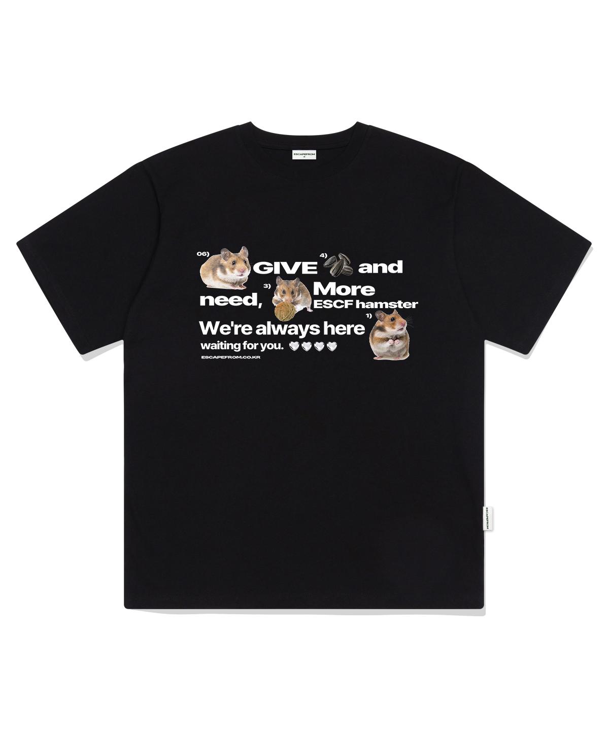 Escape From Always Hamster Print Oversized Short Sleeve T-Shirt Black S