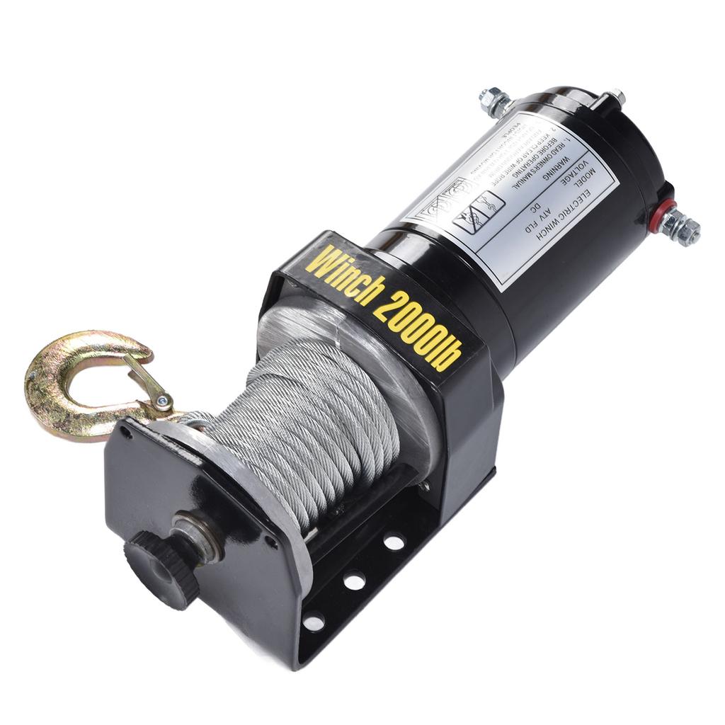 12V 2000LBS Elektrische Winde Stahldrahtseilzug Kranwinden-Controller-Kit mit Legierungshaken