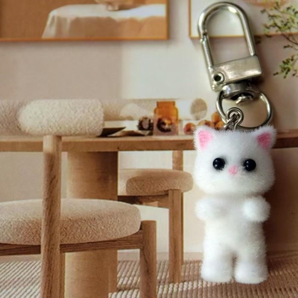Bag Hanging Cat Keychain Creative Car Key Ring Handmade Plush Cat Pendant  Gifts