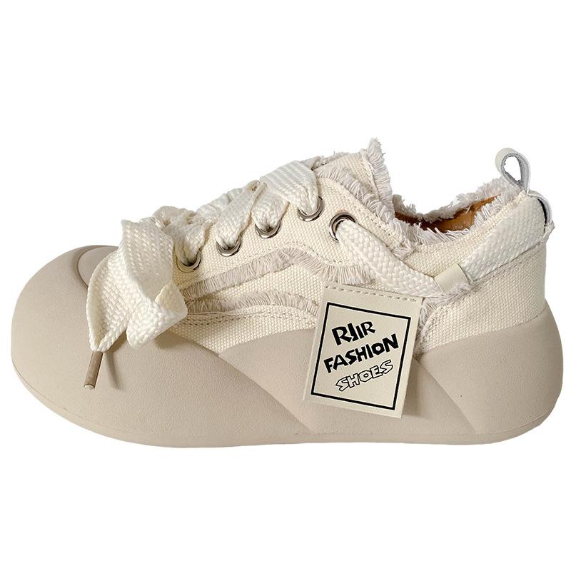 

XY-A212 latex insole/niche round head platform white shoes women s shoes board shoes bread shoes 2025 new lightweight 40 бежевий