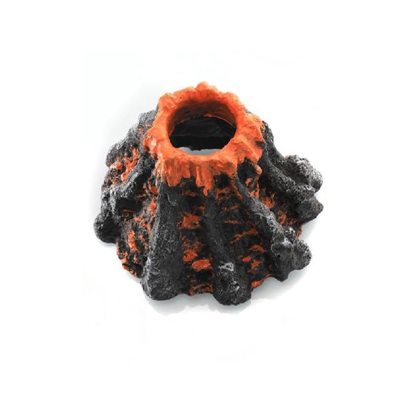Decorazione Acquario Forma Vulcano Pietra a Bolle d'Aria Resina Pompa Ossigeno Anello Decorativo Pietra Piatto Acquario Pompa ad Aria