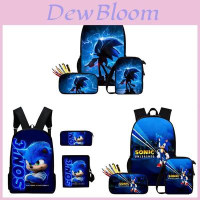 Sonic The Hedgehog Backpack Set With 3d Printed Cartoon Design For Daily Use