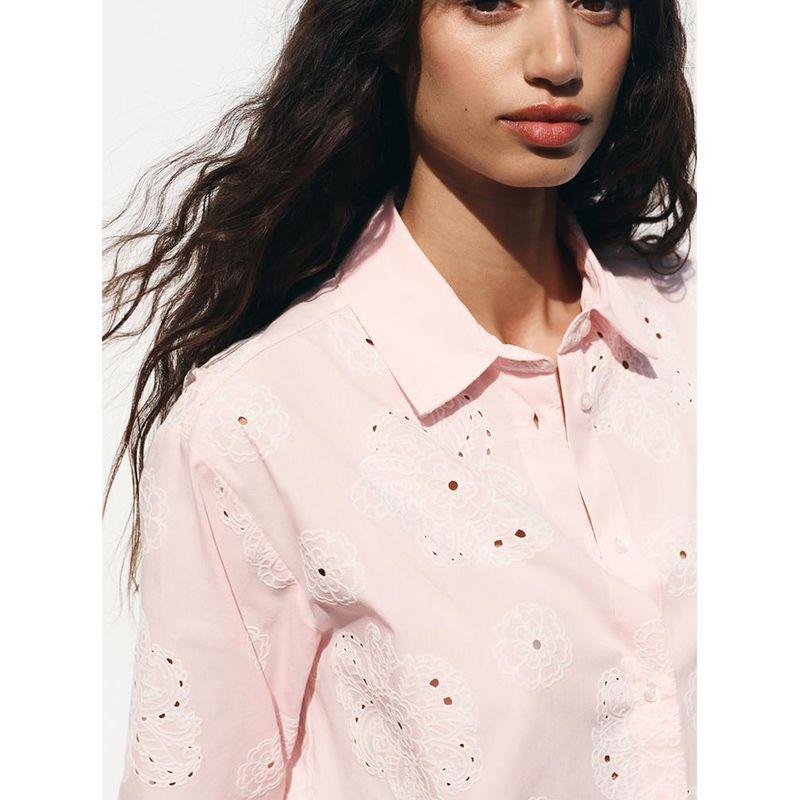 Summer New Women Clothes Single-Breasted Adhesive Press Embroidery Fashion Long Sleeve Lapel Shirts Top 7484066