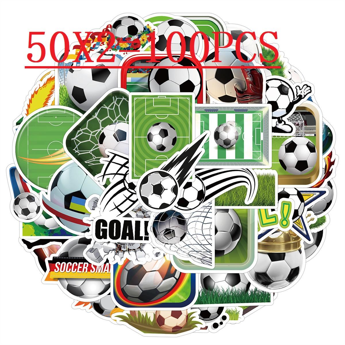 

100PCS Football Graffiti Stickers Waterproof Decorative Creative Sports Ball Stickers for Stationery