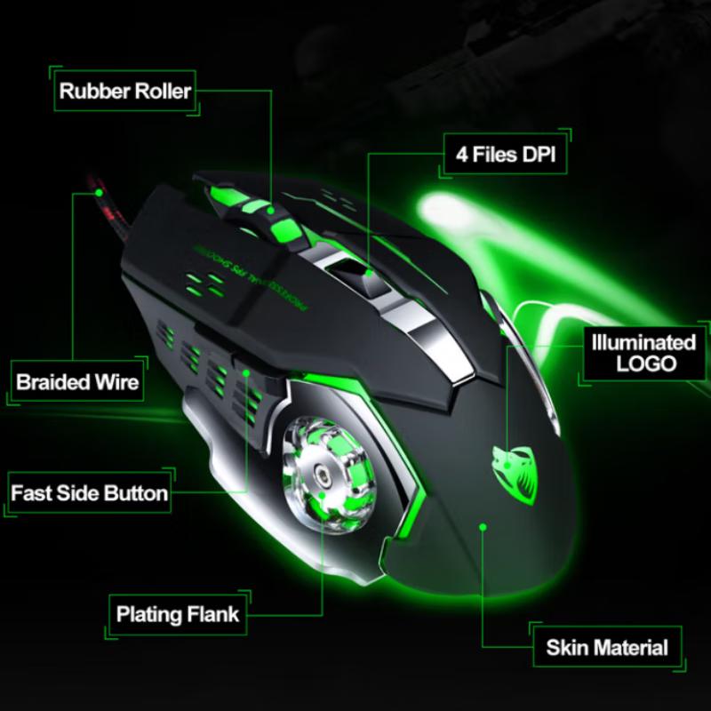 T-WOLF V6 Wired RGB Gaming Mouse