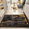 Brown Retro JDM Drift Car Comic Print Area Rug Non‑Slip Rectangular Floor Mat Racing Auto Decor for Gaming Bedroom Living Room
