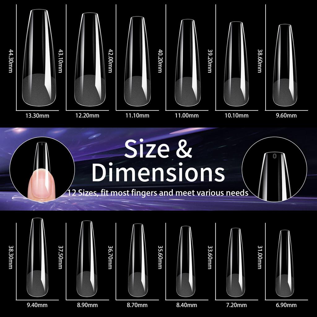 Nail Art Pads Extended Xxl Square Nail Translucent Matte Folded Non-Marking Water Drop Trapezoidal Fake Nail Patch 240 Pcs