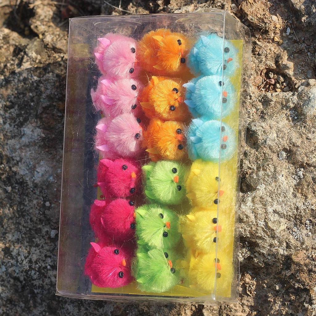 18x Mini Easter Chicks Decoration Art and Crafts Stuffed Fluffy Chick Toys Tiny Chenille