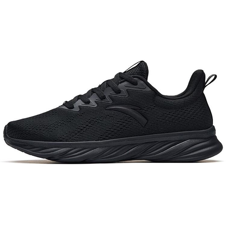 New Anta Running Collection Cushioning, Abrasion Resistant, Breathable, Lightweight Low Top Running Shoes Men's All Black 112235571-4