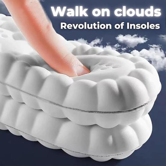 1 Pair 4D Elastic Cloud Breathable Soft Foam Sole Arch Support Shock Absorption Lightweight Sports Insole