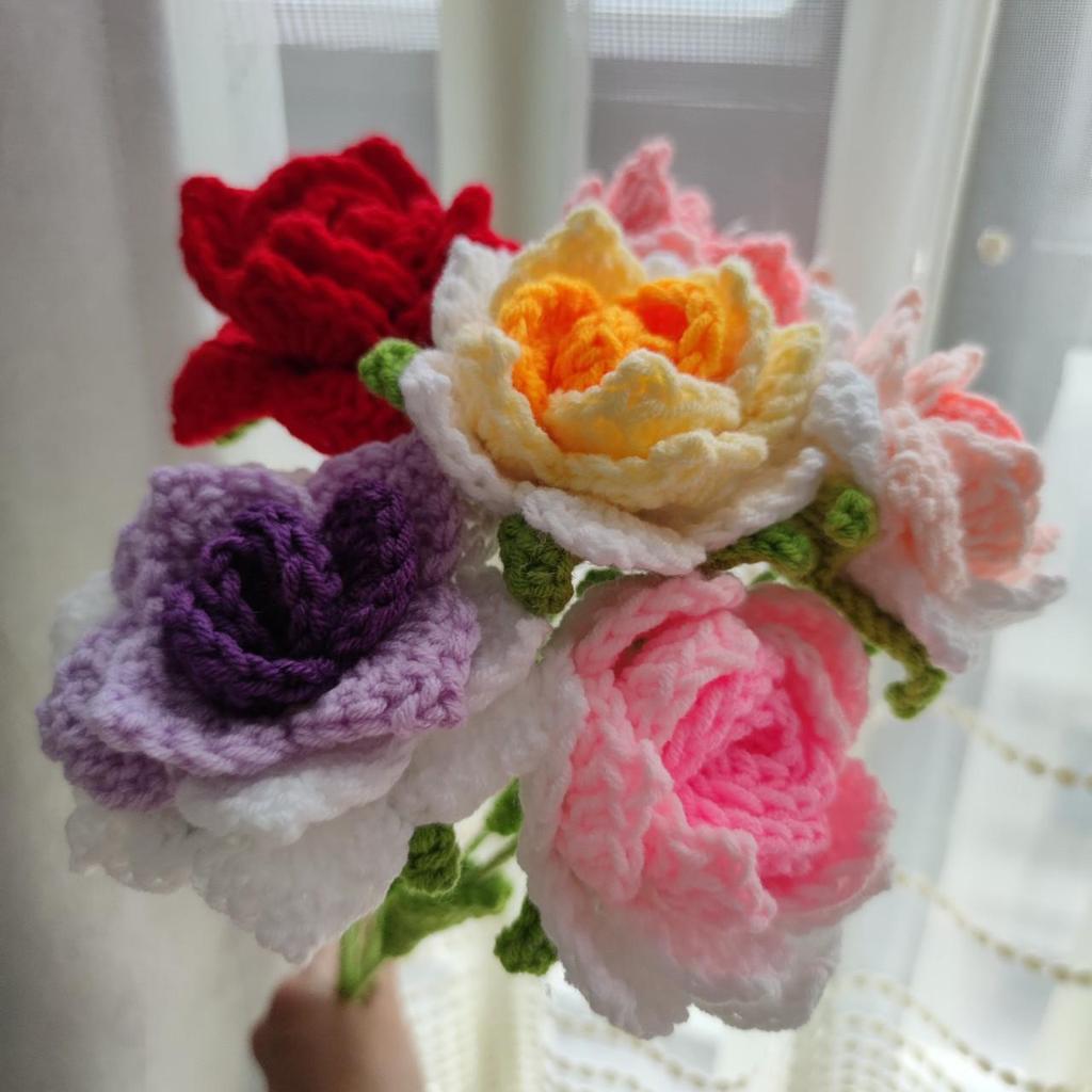 Handmade Sharp-Edged Knitted Wool Rose - Valentine's Day Gift