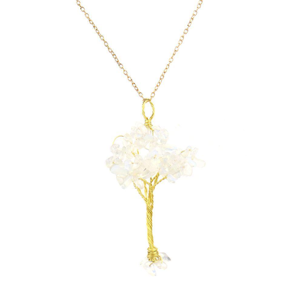 Hand-Wound Raw Copper Wire Natural Gravel Crystal Tree, Colorful Natural Stone Lucky Tree Necklace N89
