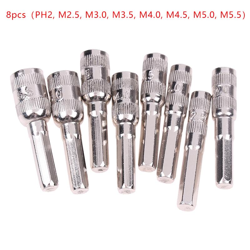 

6/8Pc Hex Socket M2.5/3/3.5/4/4.5/5/5.5 Shank Nut Driver Part For Car Repairing