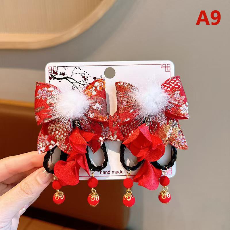 

1Pairs Chinese Style Girl Baby Headwear Chinese Year Hair Accessories Tassels Year Holiday Accessories