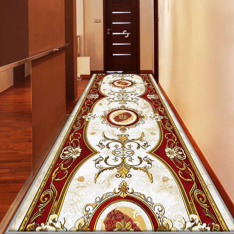 European Style Luxury Runner Hallway Carpet Decoration Hall Long Corridor Anti Slip Rugs Customizable Stairs Aisle Washable Mat