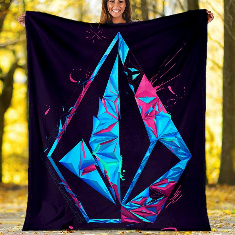 V-VOLCOM LOGO4 printed throw blanket—lightweight,soft,warm;versatile blanket for all seasons—perfect as &air-conditioning throw,nap blanket