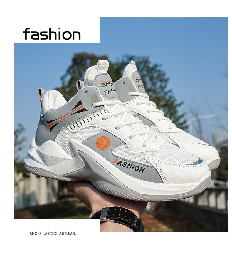 2025 Spring Men's High-Top Leather Basketball Sneakers - Red Mesh