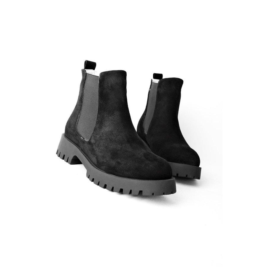 Cizme casual Chelsea de damă, din piele de căprioară, cu talpă groasă