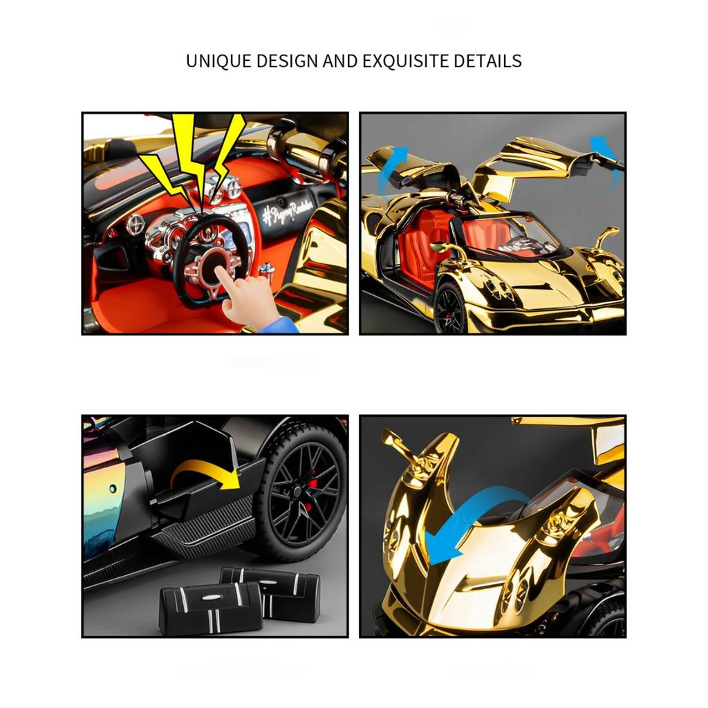 1/24 Pagani Huayra BC Supercar Legierungsauto Diecasts & Spielzeugfahrzeuge Metallspielzeugauto Modell Sound und Licht Sammlung Kinderspielzeug