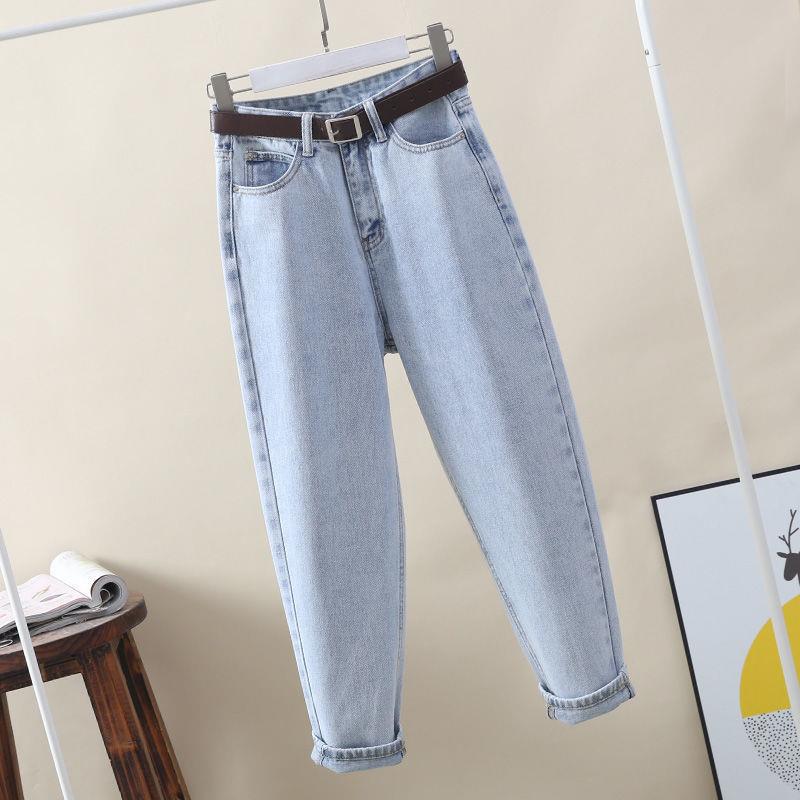 Damen High Waist Harem Jeans - Herbst 2021, Gerader Lockerer Schnitt, Schlanker Neun-Punkt-Schnitt, All-Match Daddy Karottenhose