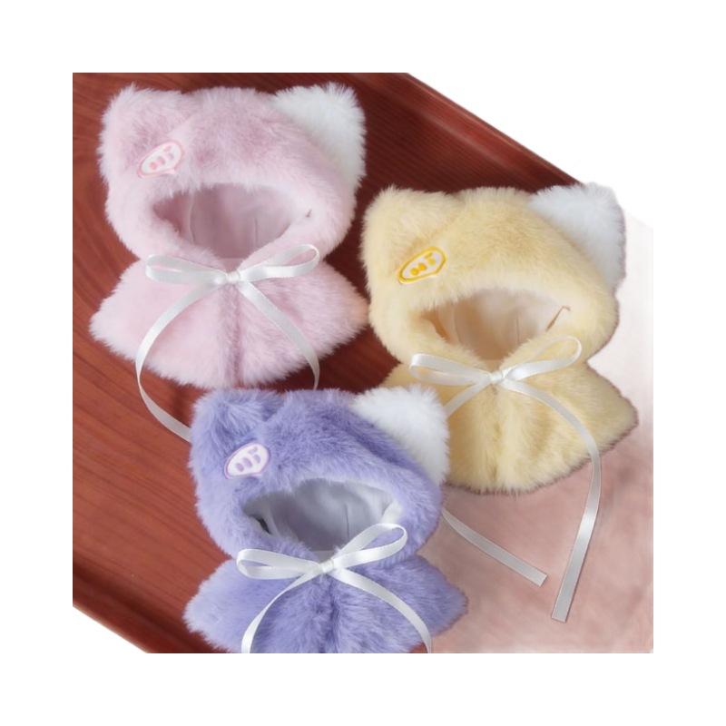 No Doll Cute Star Emblem Rabbit Fur Cape Cloak For 10cm 15cm Cotton Dolls Pink Bow Decor Halloween Photo Prop Dress Up Outfit
