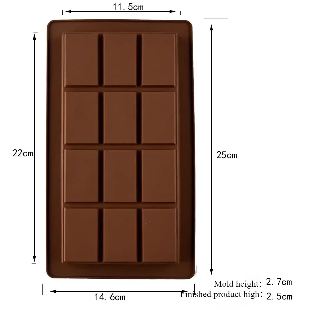 1Pc 12-Cell Dubai Chocolate Silicone Mold Rectangular Filled Chocolate Bricks DIY Making Tool Household Kitchen Baking Supplies