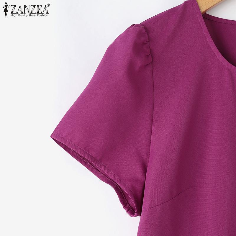 ZANZEA Women Casual O-neck Short Sleeve Floral Embroidery Dress