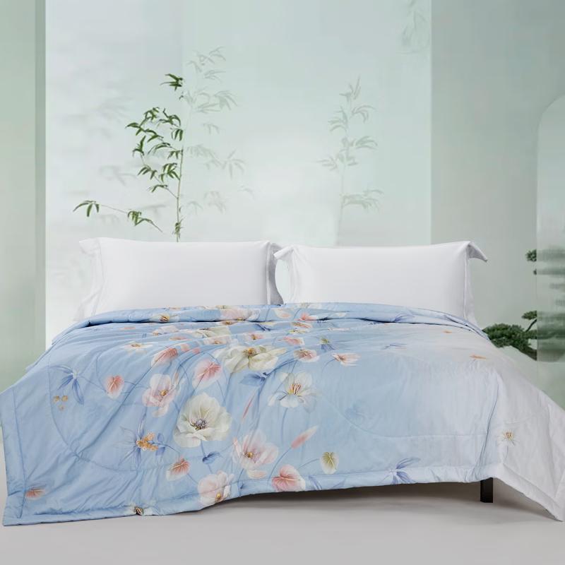 Mercury Home Textiles Soft Blue Iris Theanine Cotton Summer Quilt