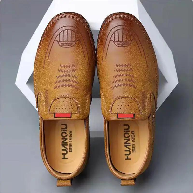Fashion High Quality Men Shoes Handmade Leather Footwear Male Casual Business Flats Outdoor Soft Soled Travel Sneakers Brand Moccasins