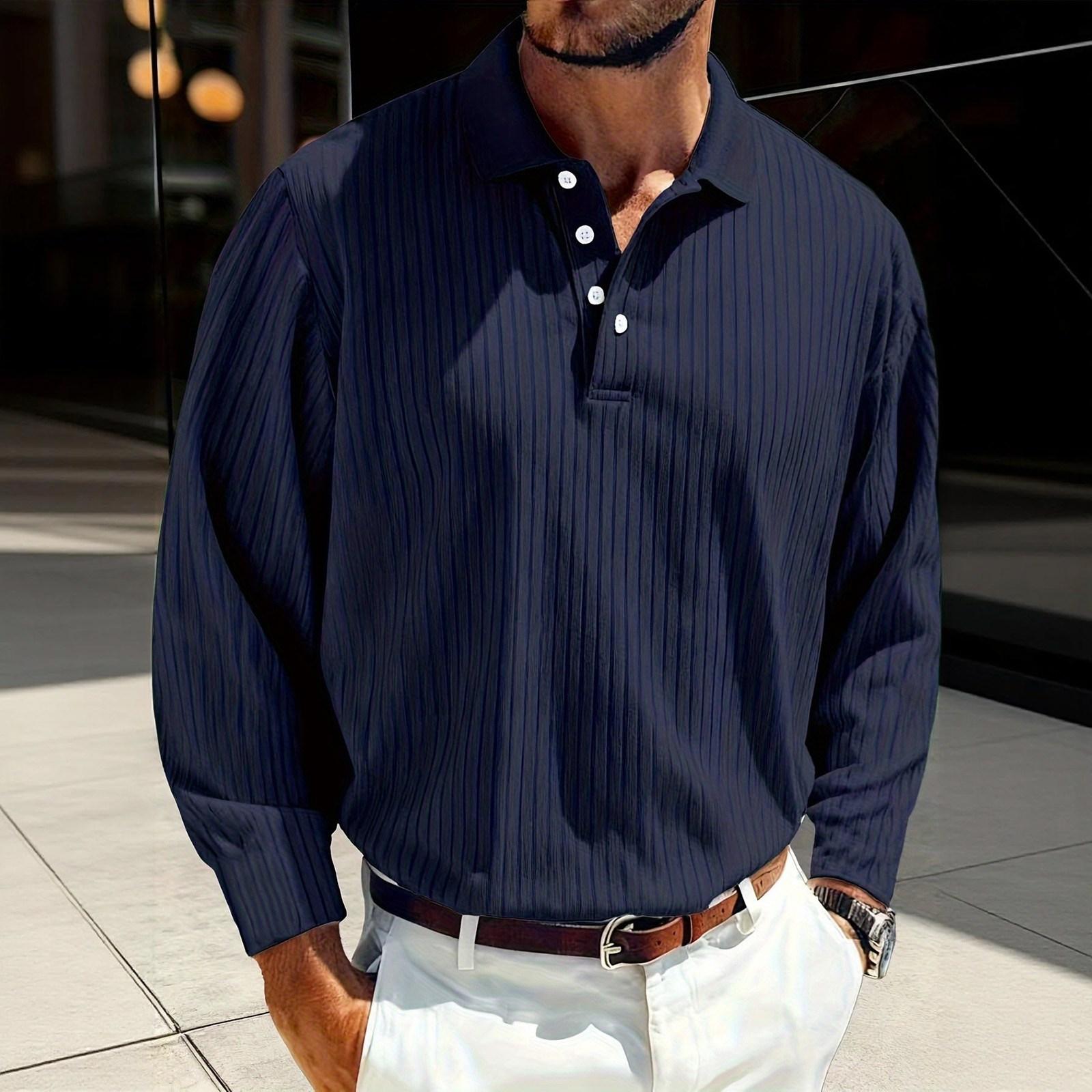 

Men s Solid Color Long Sleeve Tops Men s Casual Fashion Long Sleeve Tops M Темно-синій