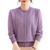 Autumn round neck beaded sweater women's bottoming shirt new fashion age-reducing mother knitted sweater women's top