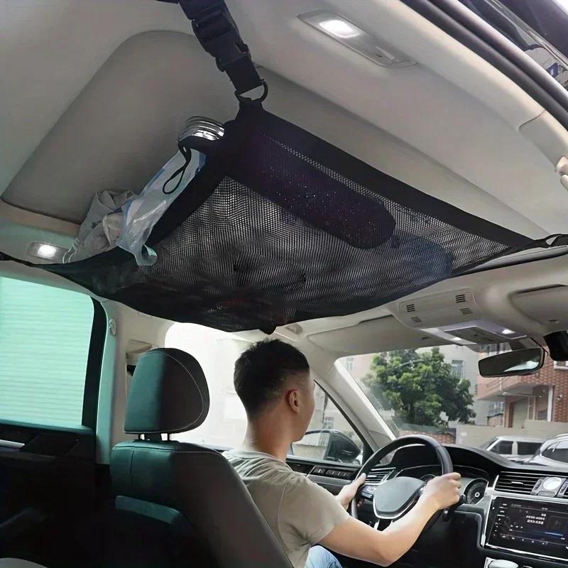 1 car roof cargo mesh pocket, strong load-bearing capacity, adjustable size, suitable for SUV
