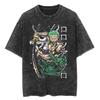 Anime ONE PIECE Zoro Harajuku Retro Washed T-shirt Cotton Men's Streetwear Oversized Women's Short-sleeved Top