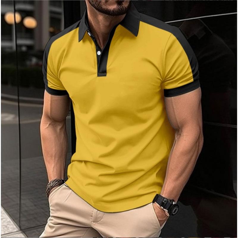 Men's Short-Sleeve Button-Down Polo Shirt Street Fashion Top Men's Clothing