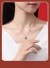 Tichiya Women's Red Agate Four-Leaf Clover Necklace In S925 Sterling Silver with Ruyi Knot Clavicle Chain.