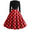 Christmas Print Flare Dress For Women Long Sleeve Dress Party Casual Dresses Christmas