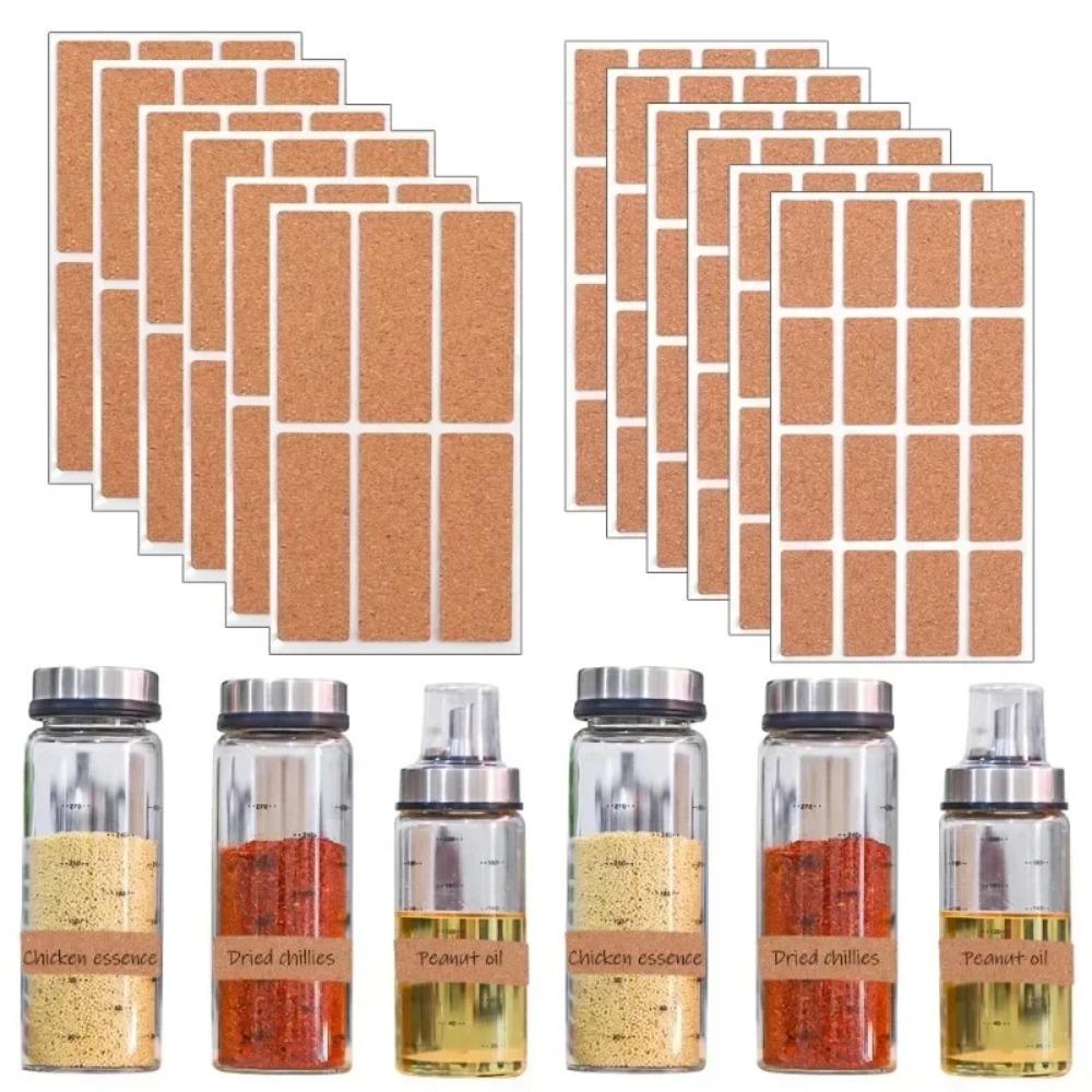 36/96pcs Waterproof Cork Wooden Labels Stickers Self-adhesive Packaging Sealing Tag  Refrigerator