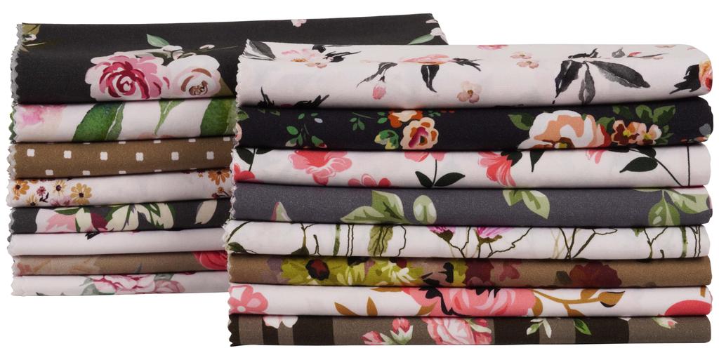 Soimoi 16 Pc Fat Quarter Bundle,  Floral  Print 18"x 22"  DIY Patchwork-  100   Cotton  Pre-Cut Quilting Fabric White &
