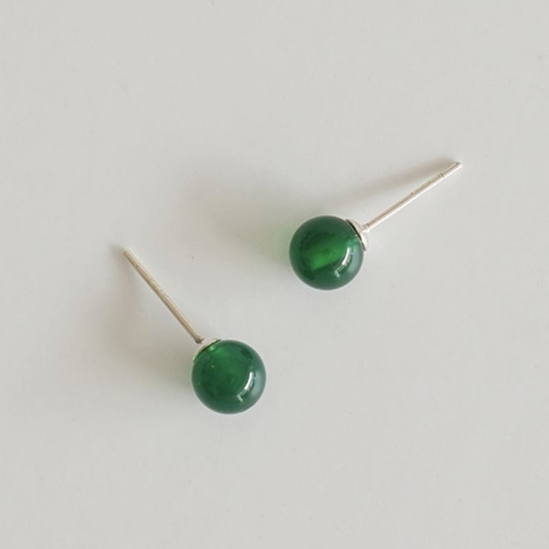 Modernlike Silver 925 Green Onyx Pearl Earrings