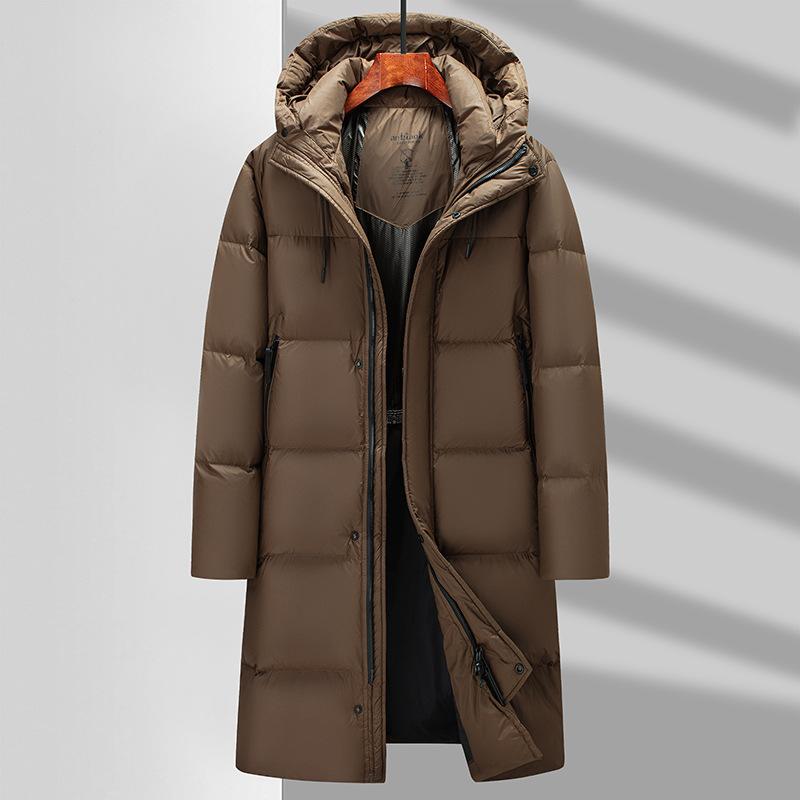 Autumn and Winter Medium and Long Hooded Duck Down Warm Youth Casual Thickened Down Cold Jacket