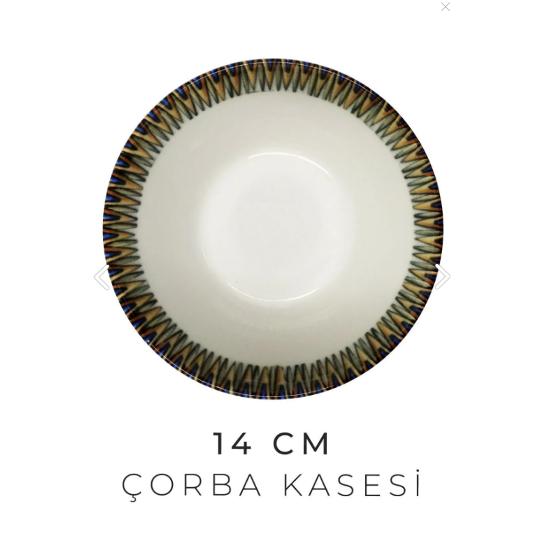 24 Parça 6 Kişilik Barok Bahar New Bone Porselen Yemek Takımı - Çorba Servis Yemek Tabağı Seti
