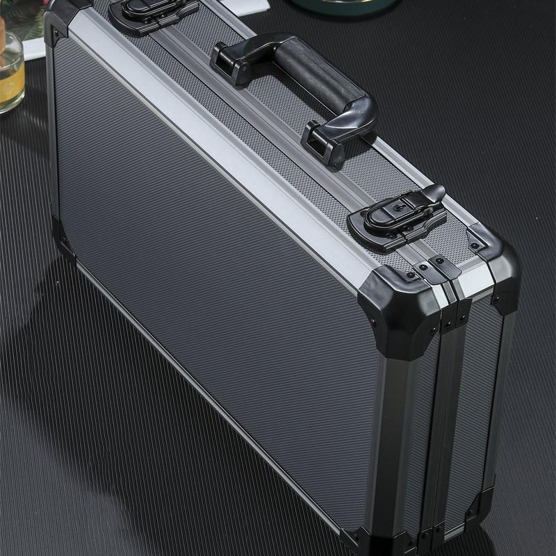 Aufbewahrungsbox für Uhren aus Aluminiumlegierung mit beweglichen Trennwänden - Schwarze Vitrine