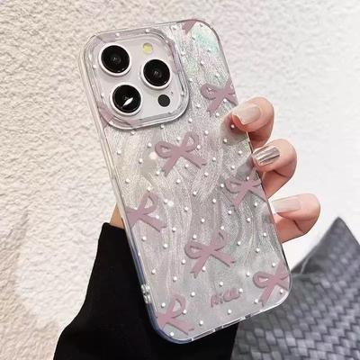 Bow Knot Polka Dot for Apple 16promax Cartoon for IPhone15plus Mobile Phone Case New 14pro High
