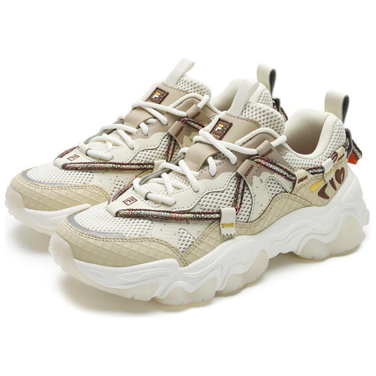 New FILA FLUID 5 WAFFLE Breathable Lightweight Low Top Chunky Sneakers Women's White Brown F12W422109FSM